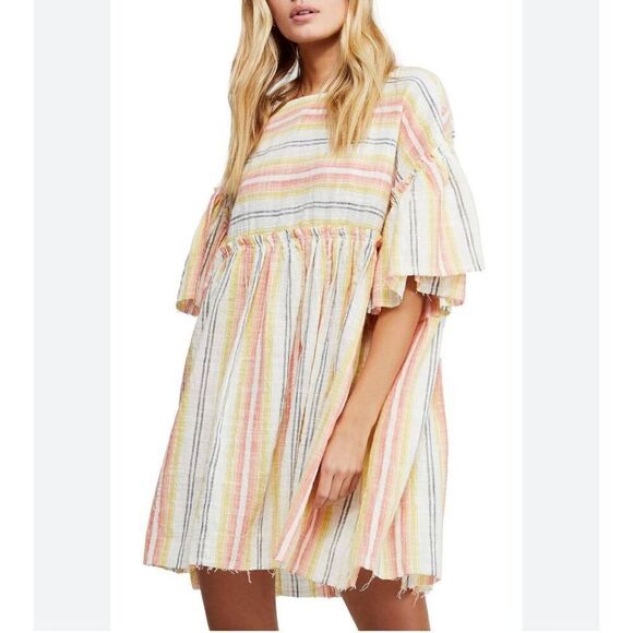 Free People Summer Nights Striped Dress Yellow Sz sm - Picture 11 of 11